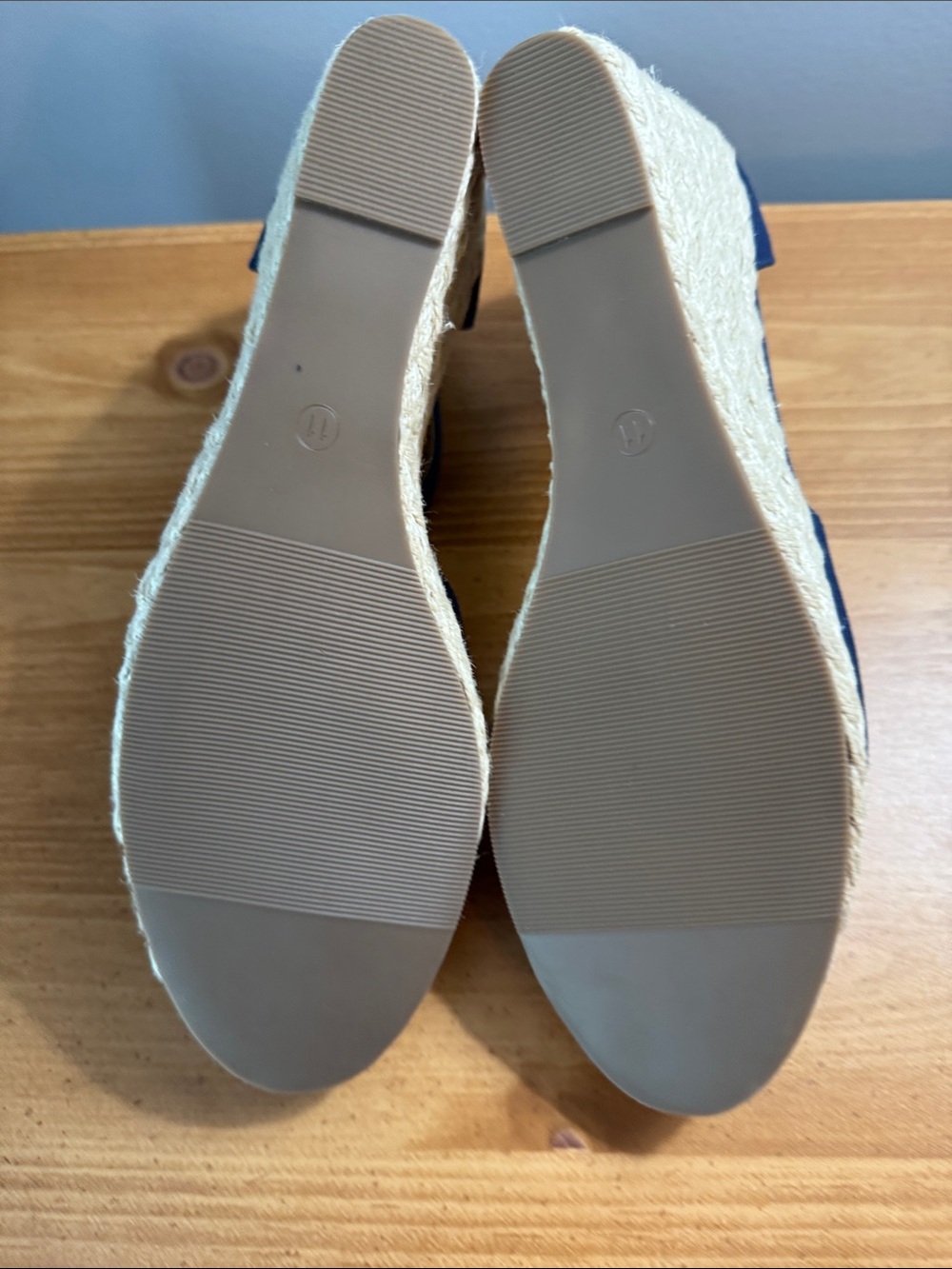 Womens Navy Espadrille Wedge Sandals with Ankle Strap - Picture 4 of 5